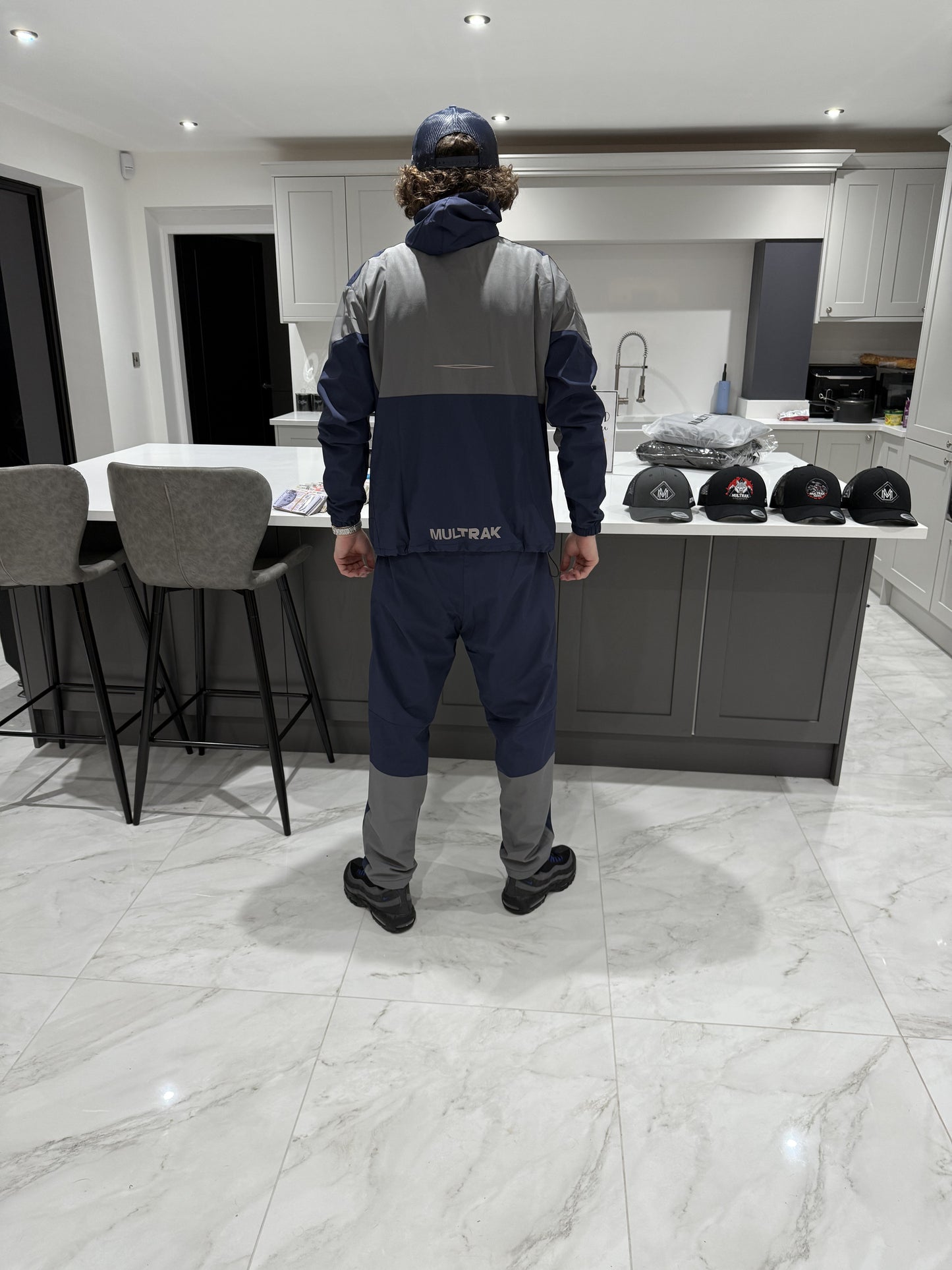 Navy Blue&Gray Reflective Multrak Tracksuit